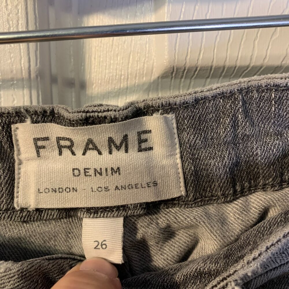 Frame Women's Le Crop Mini Boot Flared Jeans Size 26 Washed Black Slim Indie - Picture 5 of 9
